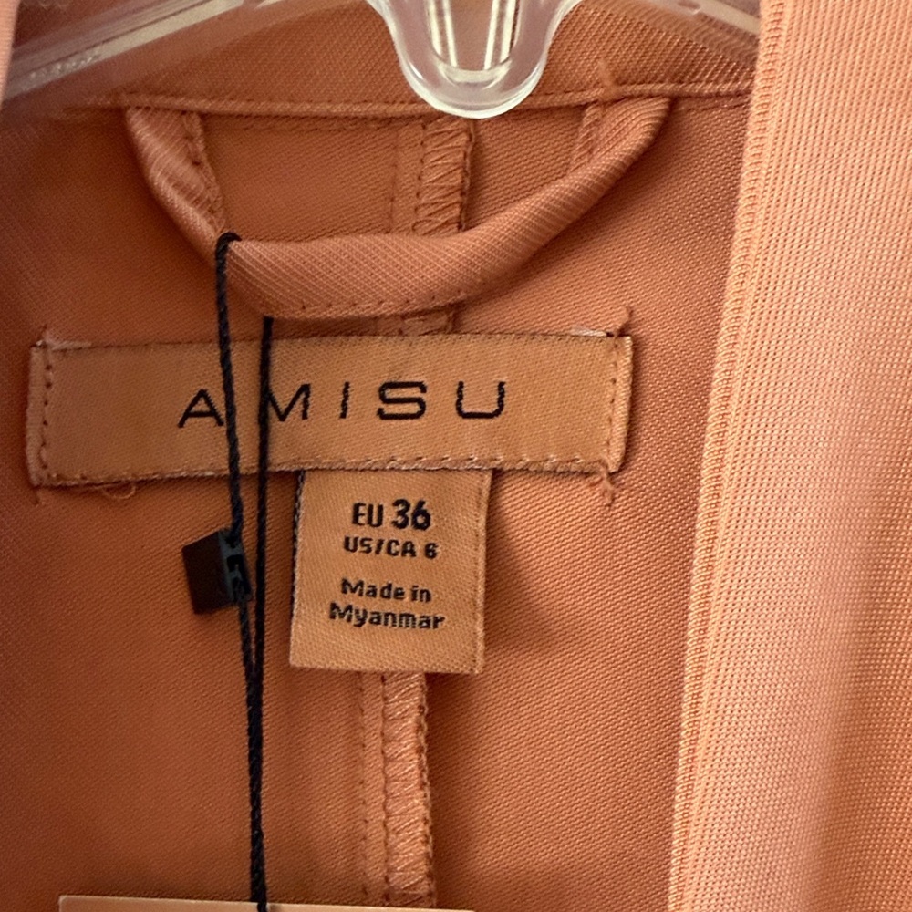 Amisu Women's Peach Blazer/Jacket Open Front Roll Tab Sleeves Size Small - Picture 2 of 13